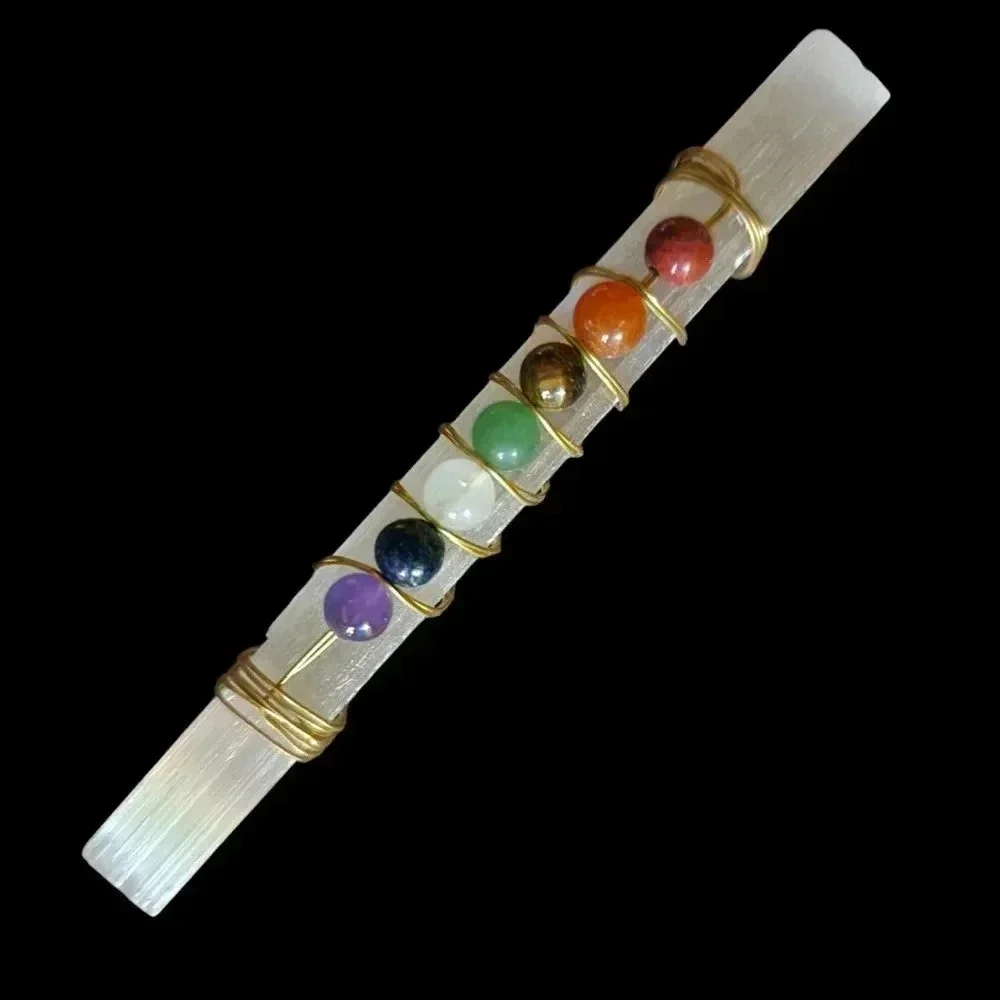 💘❤️7 Chakra Wire Wrapped Selenite. Charge,Engergize,Cleanse - Picture 3 of 3